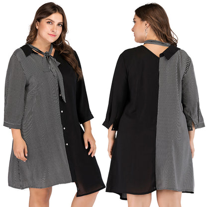 Striped Irregular Plus Sizes Women Short Dresses