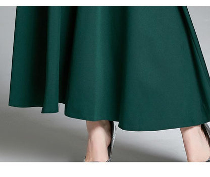 Vintage Elegant Dark Green Belt Long Dresses