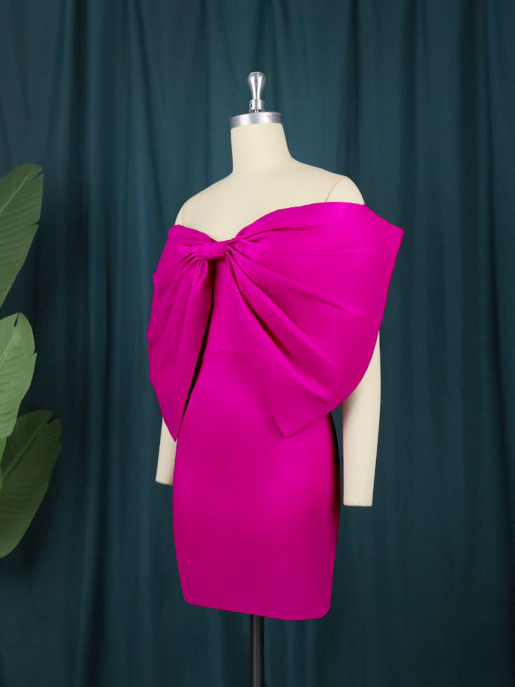 Designed Strapless Bowknot Design Party Sheath Dresses