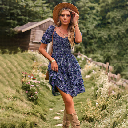 Romantic Short Sleeves Cake Dresses