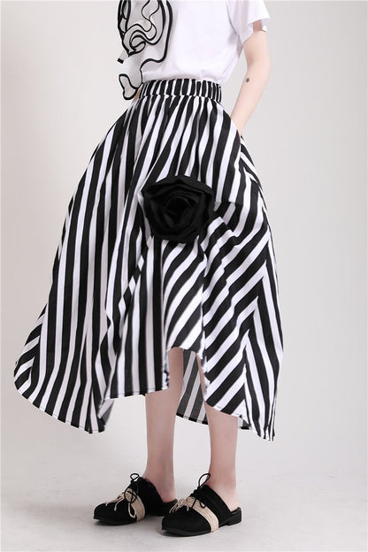 Casual 3D Flower Decoration Women Skirts