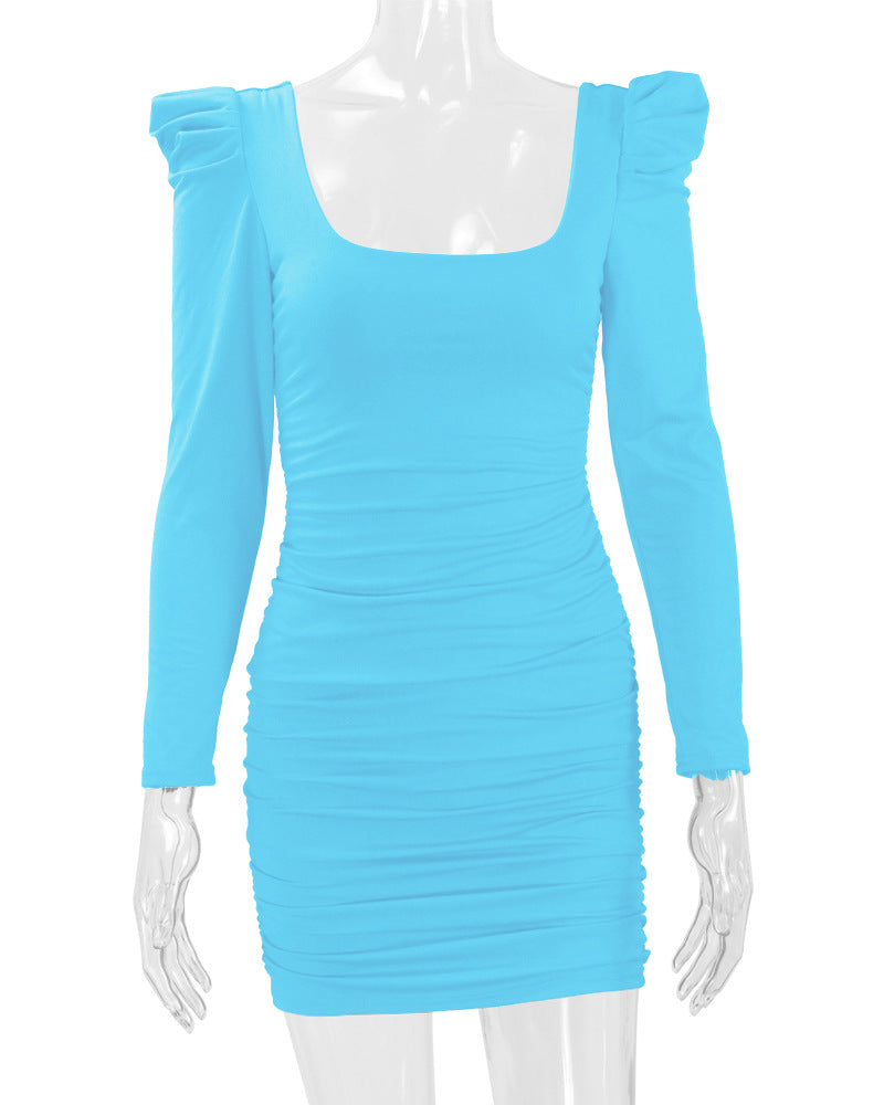Sexy Square Neckline Long Sleeves Mini Sheath Dresses