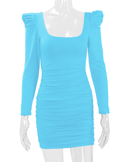 Sexy Square Neckline Long Sleeves Mini Sheath Dresses