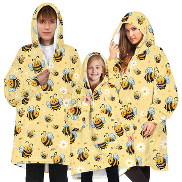 Soft Bee Print Lazy Wearable Watching TV Blanket