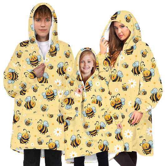 Soft Bee Print Lazy Wearable Watching TV Blanket