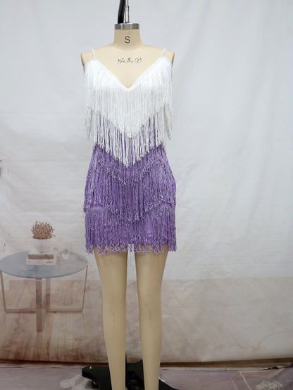 Sexy Tassels V Neck Party Dresses