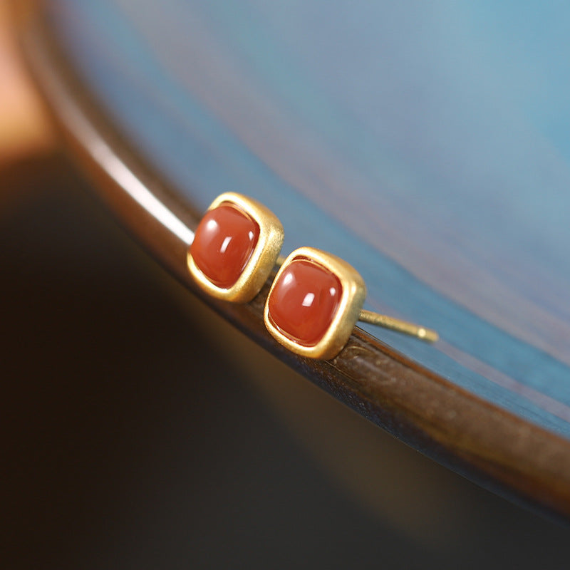 Cute Agate Serlign Sliver Earring Stud for Women