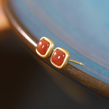 Cute Agate Serlign Sliver Earring Stud for Women