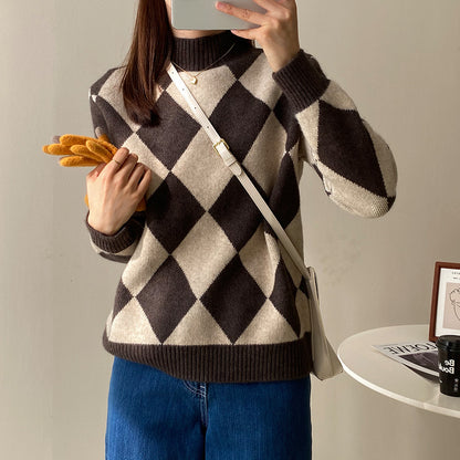 Vintage High Neck Pullover Sweaters for Women