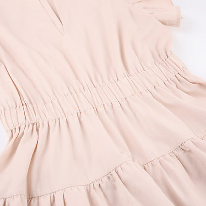 Lovely Cotton Designed Khaki Summer Mini Dresses