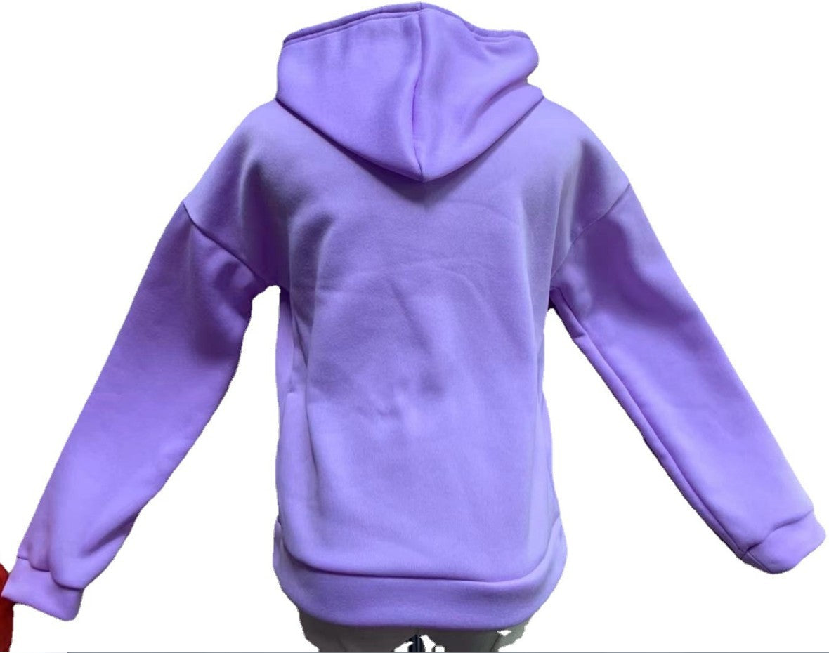 Casual Zipper Velvet Long Sleves Women Hoody Tops