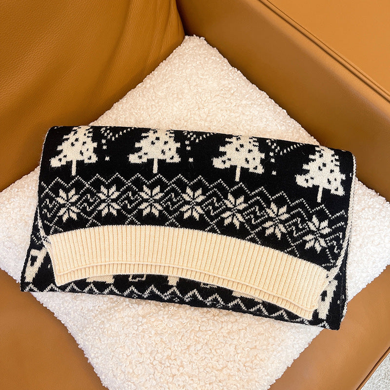 Merry Christmas Knitted Warm Scarves for Girls