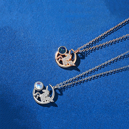 Unicorn Design Coloured Glaze Sterling Sliver Necklaces