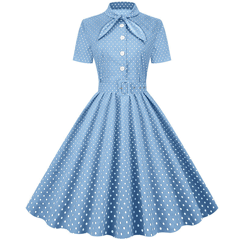 Vintage Polka Dot Short Sleeves Dresses