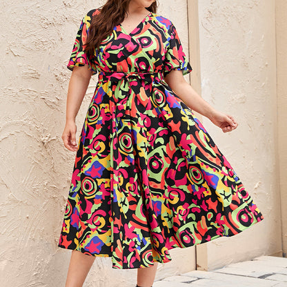 Summer Short Sleeves Plus Sizes Dresses