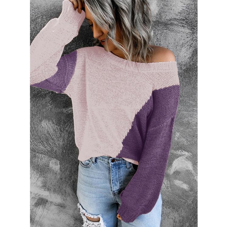 Women Knitting Irregular One Shoulder Sweaters-STYLEGOING