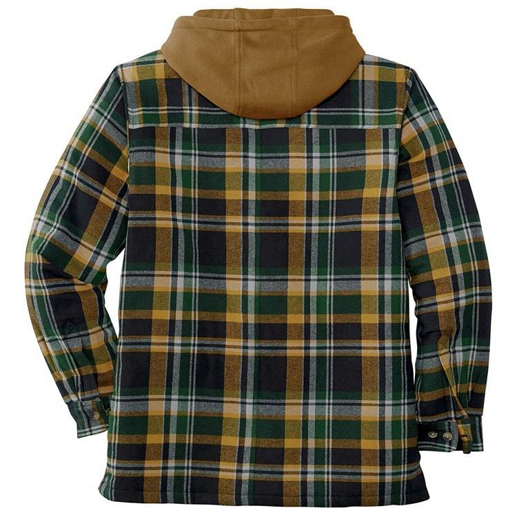 Long Sleeves Plaid Hoodies Winter Overcoat for Men-STYLEGOING