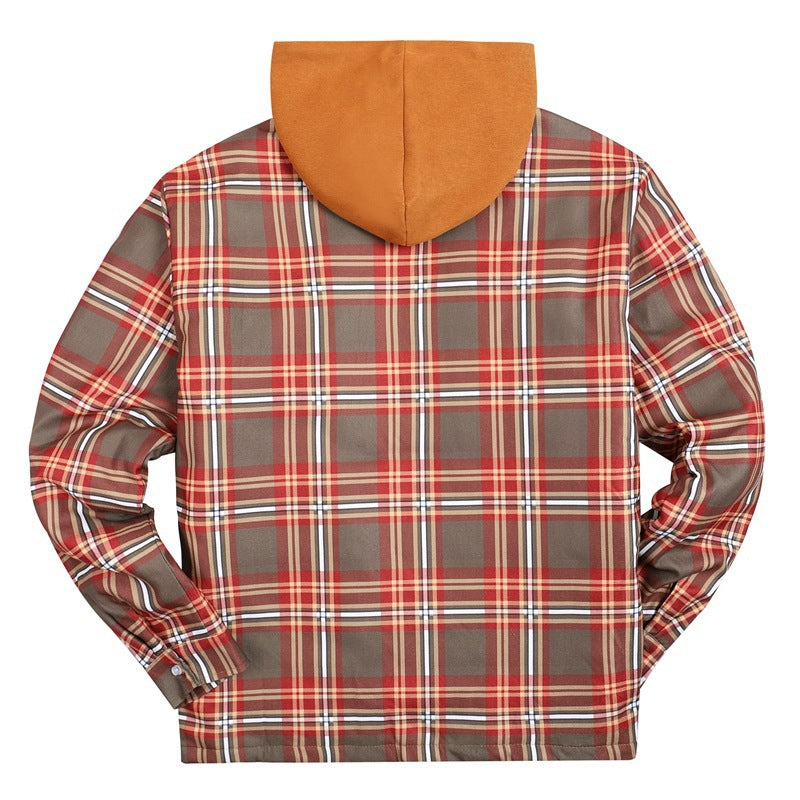 Plaid Winter Hoodies Jacket Outerwear for Men