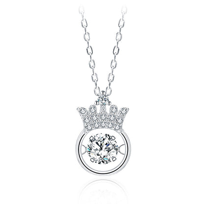 Crown Design Zircon Sterling Sliver Necklace
