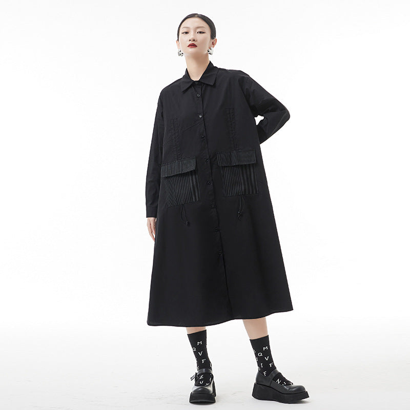 Designed Plus Sizes Long Sleeves Midi Shirts Dresses