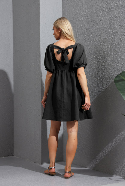 Fashion Square Neckline Summer Backless Short Dresses