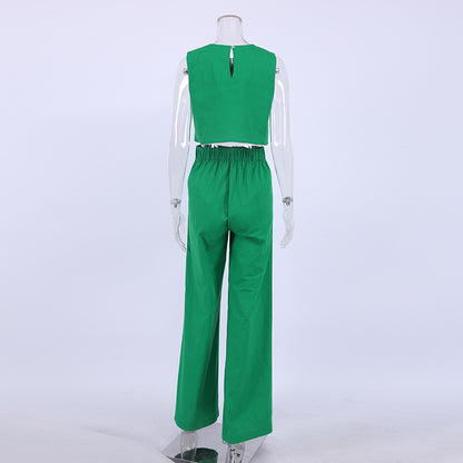 Summer Sleeveless Tops and Wide Leg Pants Summer Outfits