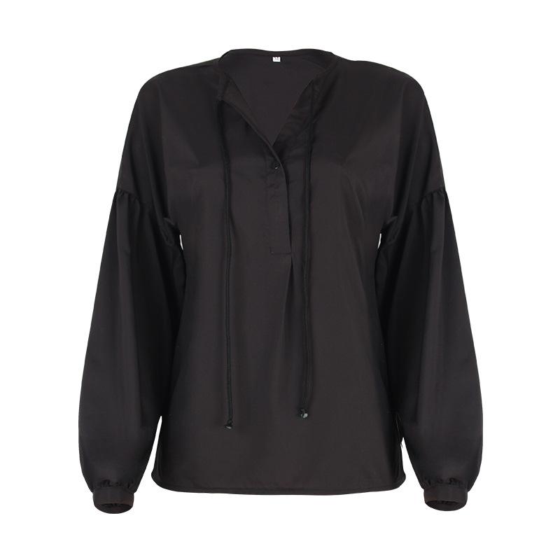 Simple Style V Neck Long Sleeves Leisure Shirts-STYLEGOING