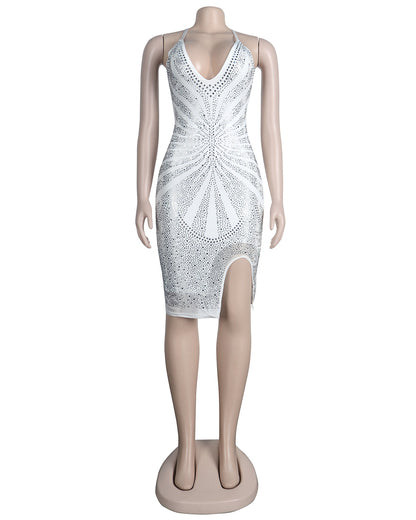 Sexy Deep V Neck Diamond Party Dresses
