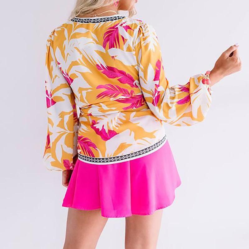 Sexy Deep V Neck Casual Long Sleeves Shirt Blouses-STYLEGOING