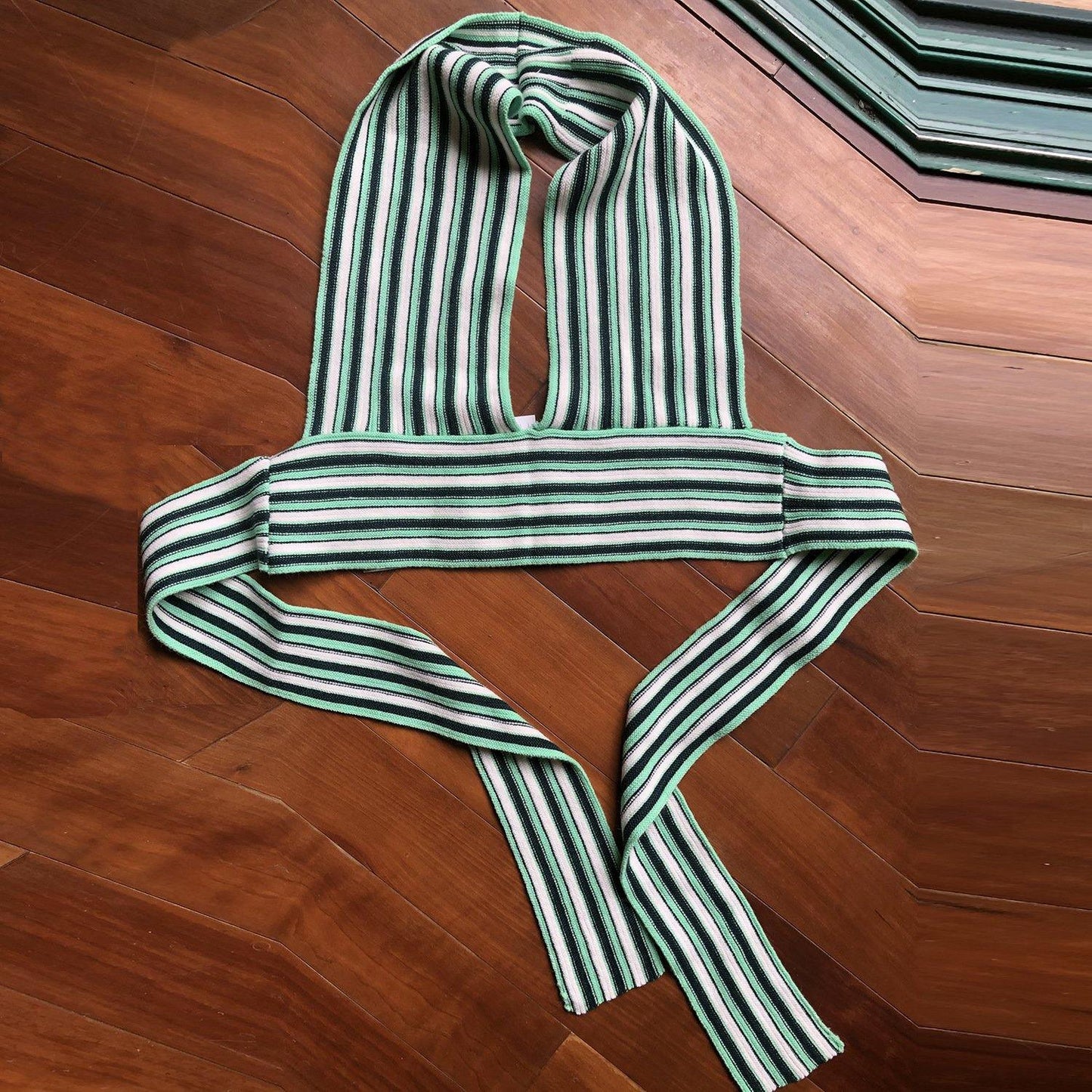 Striped Deep V-Neck Backless Women Tops-STYLEGOING
