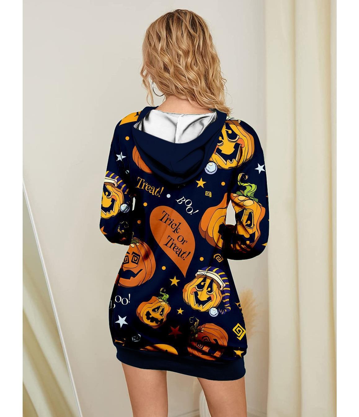 Halloween Pumpkin Design Pullover Hoodies for Women