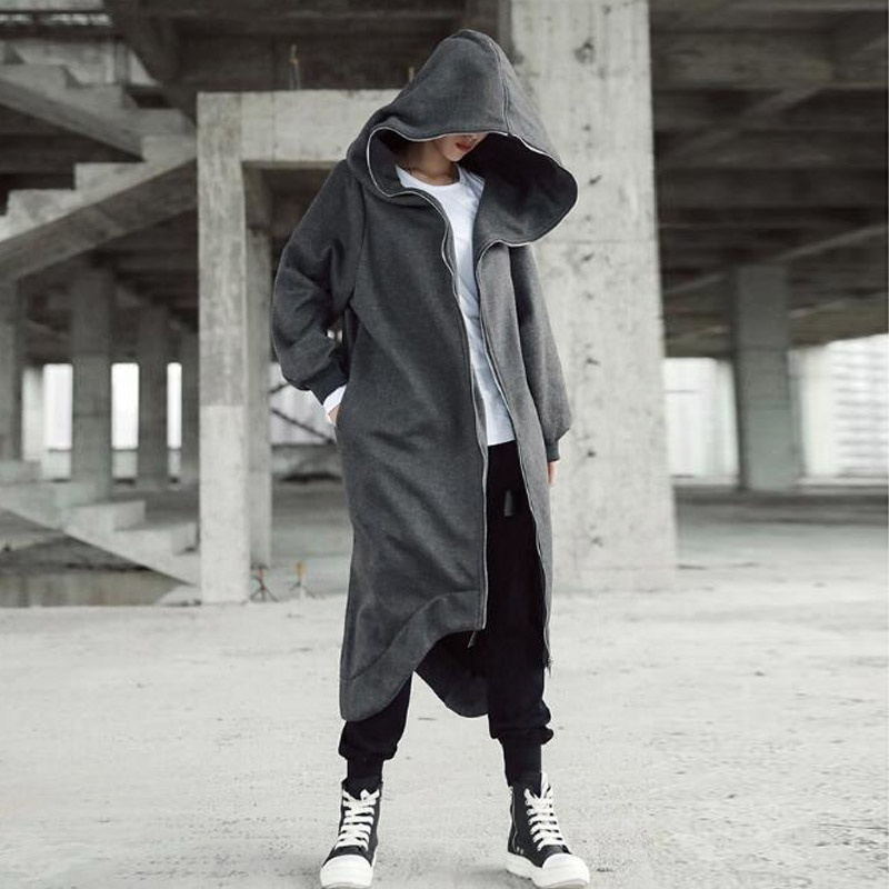 Creative Zipper Winter Long Hoodies Outerwear for Women