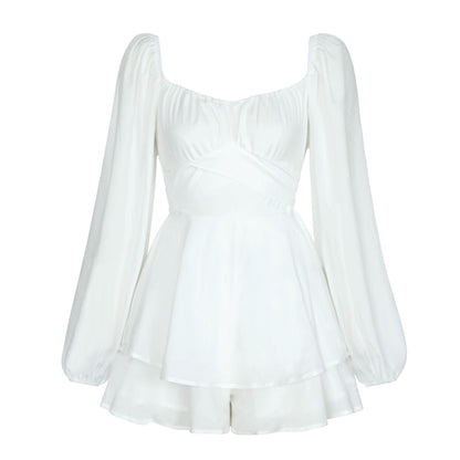 Fashion Square Neckline Ruffled Casual Dress Pants