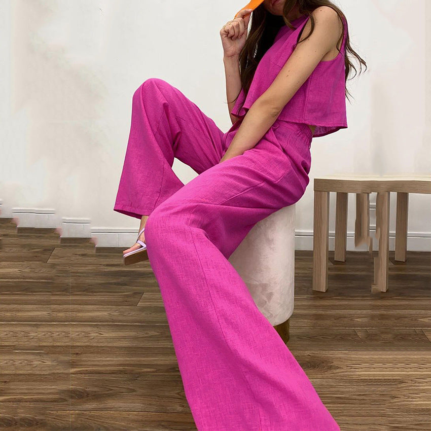 Summer Sleeveless Tops and Wide Leg Pants Summer Outfits