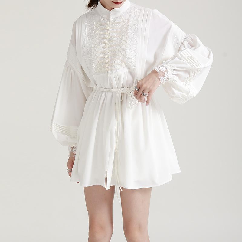 Luxury White Embroidery Fall Women Mini Dresses
