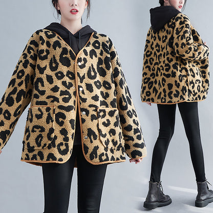 Fashion Leopard Artificial Fur Women Coats