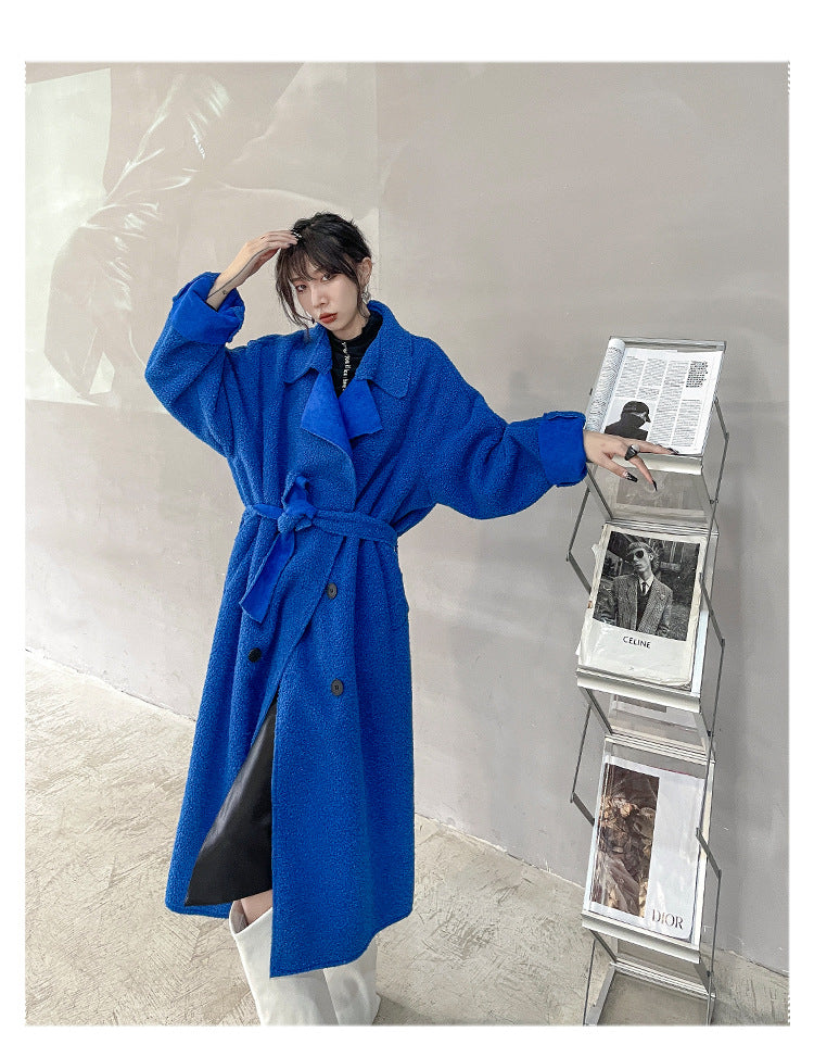 Luxury Plus Sizes Sherpa Peach Velvet Warm Winter Overcoat