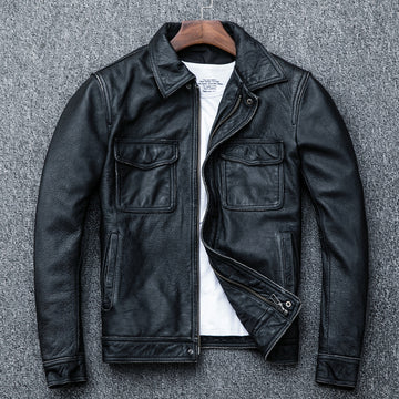 Vintage Motorcycle Cowhide Leather Jackets for Men