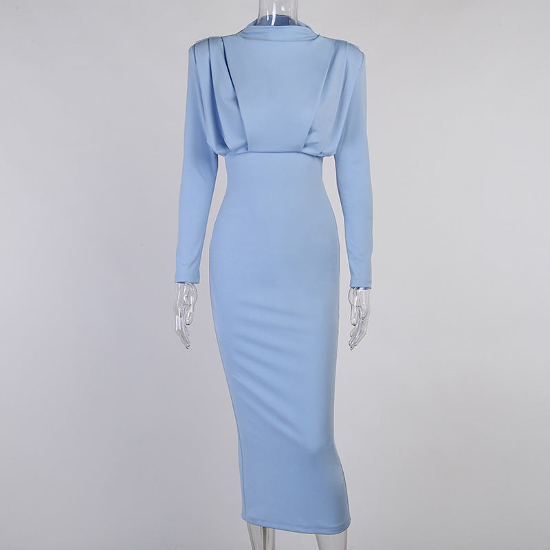 Elegant Round Neck High Neck Long Dresses