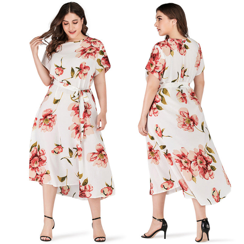 Women Short Sleeves Plus Sizes Long Dresses