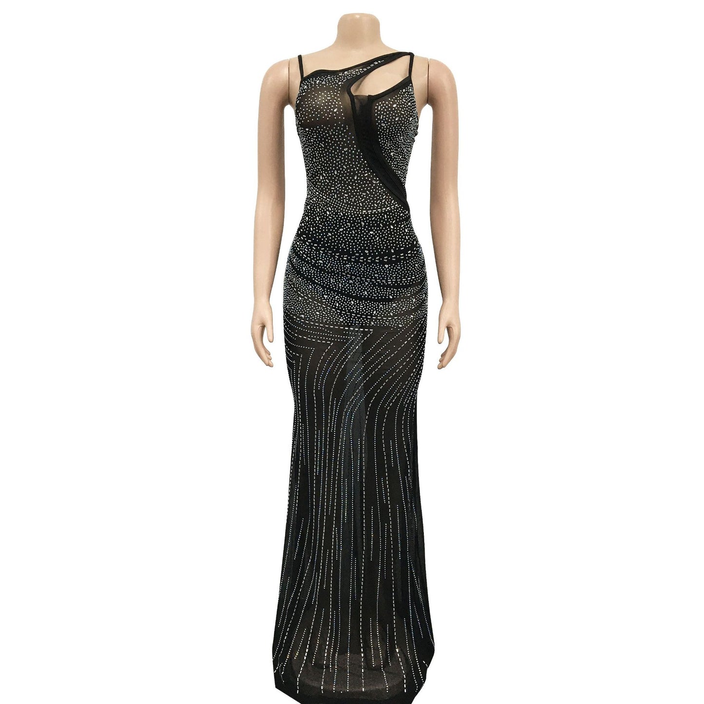 Sexy Diamond Sleeveless Long Evening Party Dresses