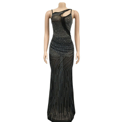Sexy Diamond Sleeveless Long Evening Party Dresses