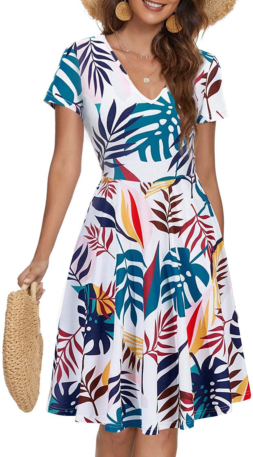 Casual Summer Sunflower Print Daily Women Sun Dresses