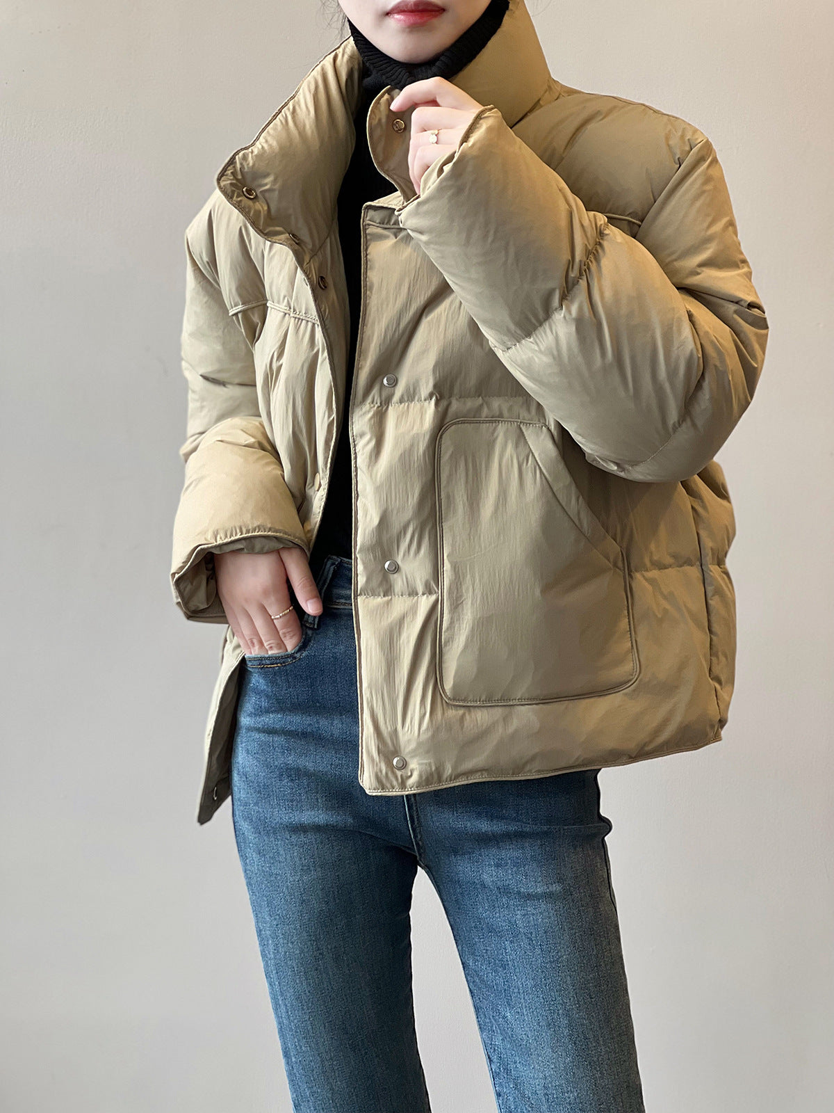Winter Stand Collar Warm Cotton Short Coats for Women