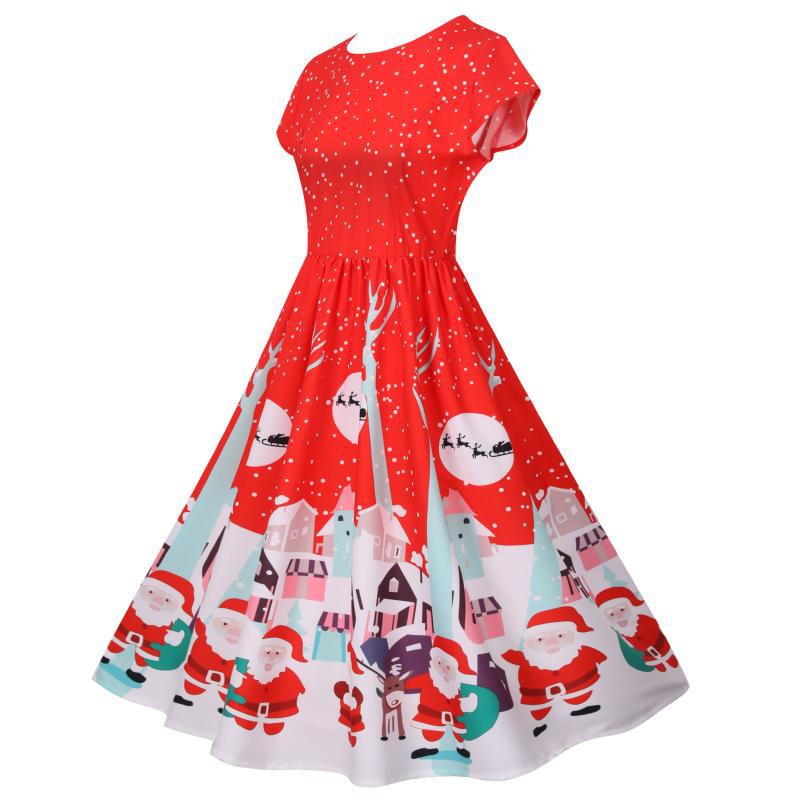 Vintage Short Sleeves Christmas Dresses