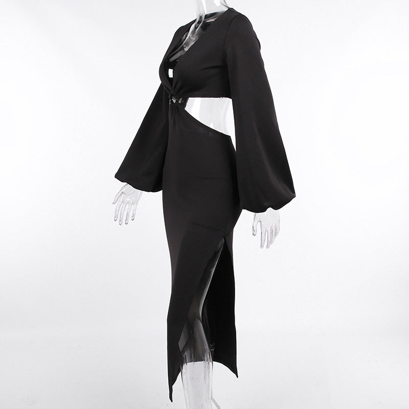 Sexy Long Sleeves Waist Baring Party Dresses