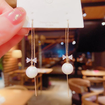 Fasion Bowknot Pearl Dangle Earrings for Women