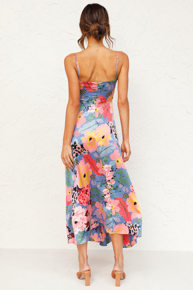 Sweety Summer Floral Print Sleeves Long Dresses