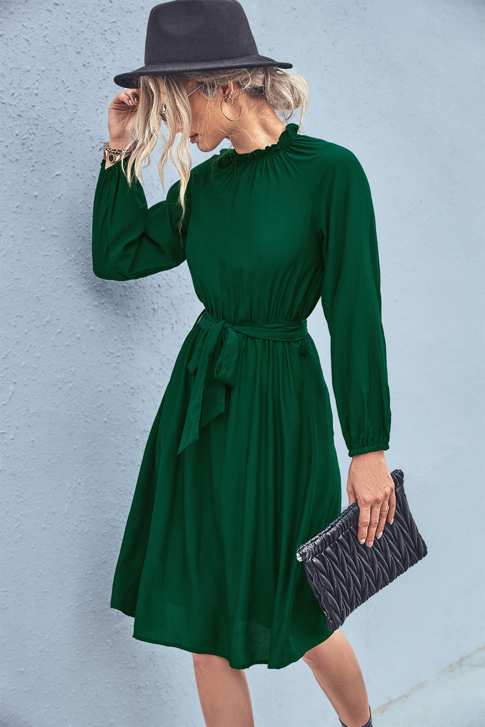 Elegant Long Sleeves Lace Up Women Dresses