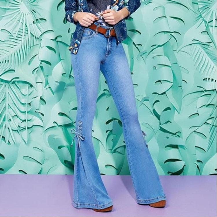 Casual Women Natural Waist Elastic Trumpet Denim Jeans--Free Shipping at meselling99